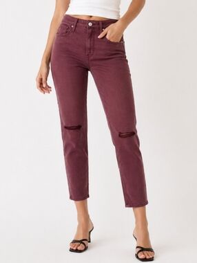 Calvin Klein Jeans Women’s High Rise Ankle Length Burgundy Wine NEW